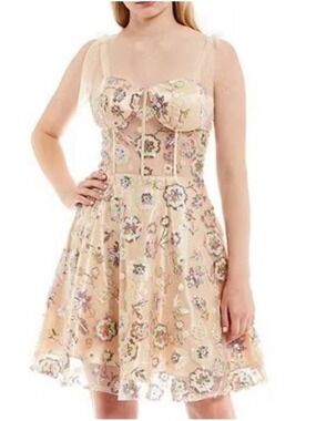 NWT $215 COYA Collection Juniors Multi-colored Sequin Dress